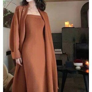 Women's Knitted Cardigan Dress Sweater Suit
